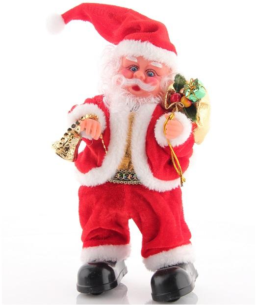 Танцующий Санта Клаус с мешочком подарков