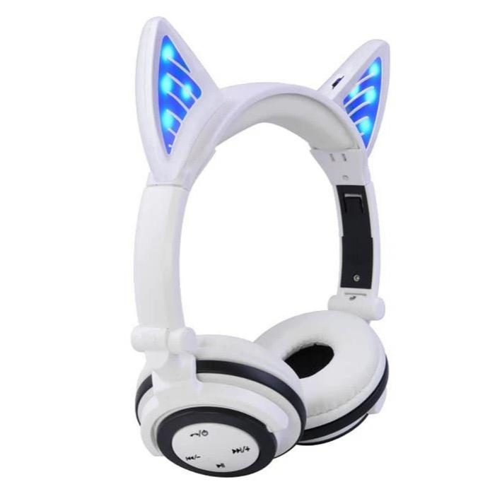 Фото 5 Светящиеся Bluetooth наушники с кошачьими ушками в японском стиле UFT BL107 White