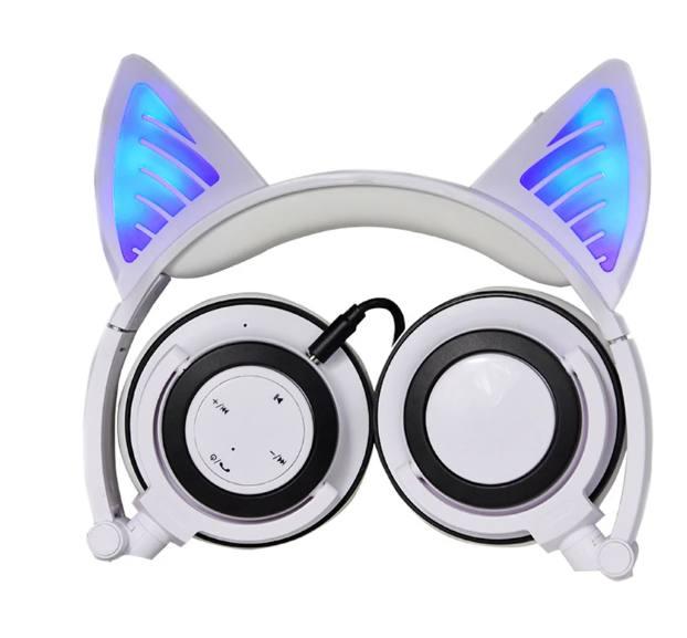 Фото 3 Светящиеся Bluetooth наушники с кошачьими ушками в японском стиле UFT BL107 White