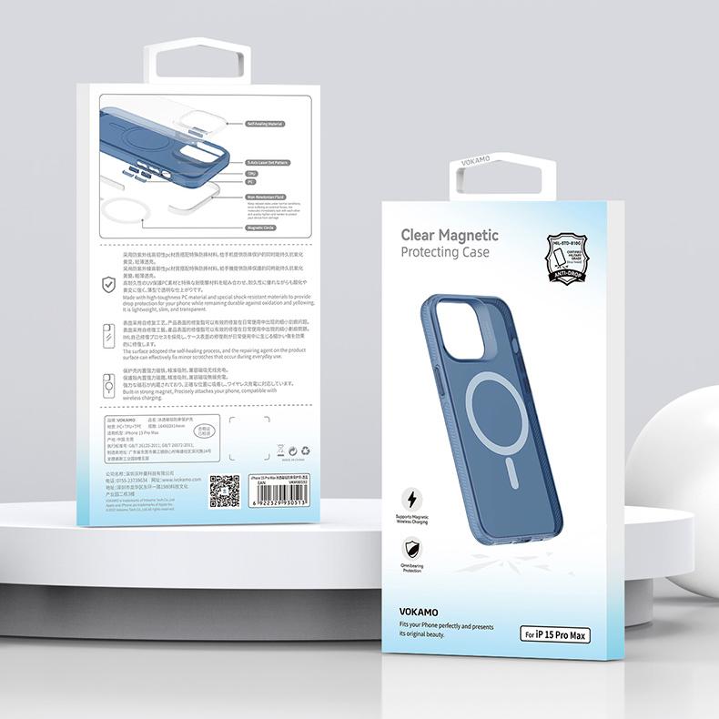 Чехол для iPhone 15 Pro Max с магнитом MagSafe VOKAMO Прозрачный
