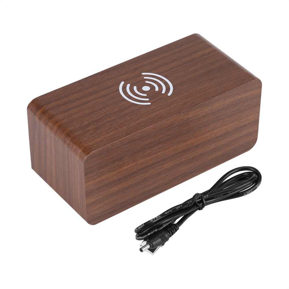 Фото 2 Деревянные светодиодные часы с беспроводной зарядкой UFT Wood Wireless clock Brown (UFTWWclockb)