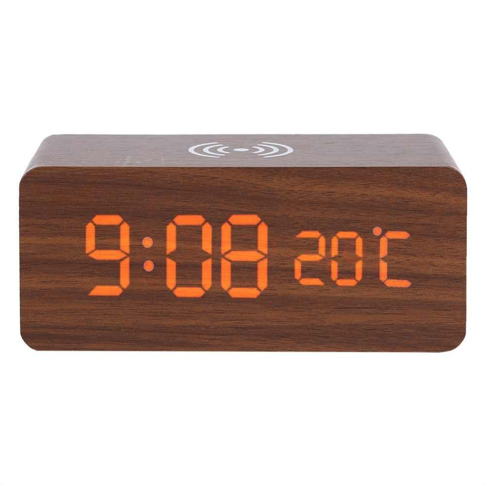 Фото 4 Деревянные светодиодные часы с беспроводной зарядкой UFT Wood Wireless clock Brown (UFTWWclockb)