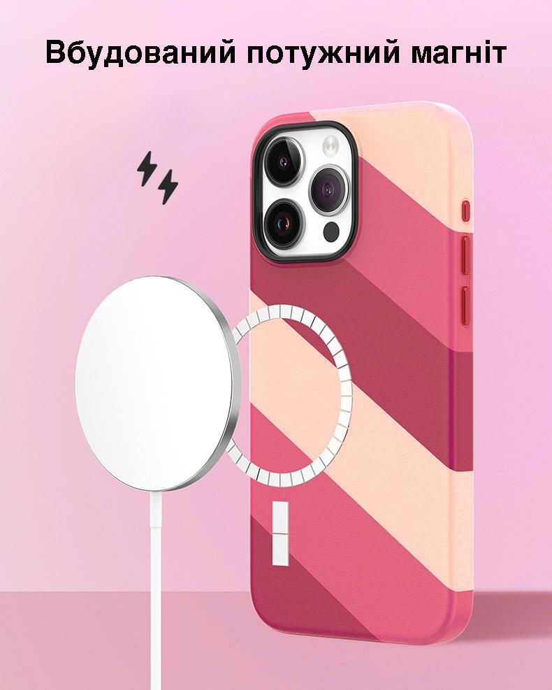 Фото 2 Цветной чехол для iPhone 15 с магнитом MagSafe VOKAMO Pink