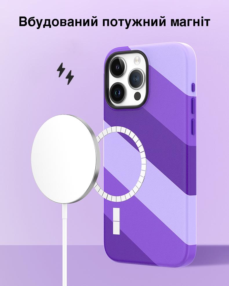 Фото 3 Цветной чехол для iPhone 15 Pro Max с магнитом MagSafe VOKAMO Purple