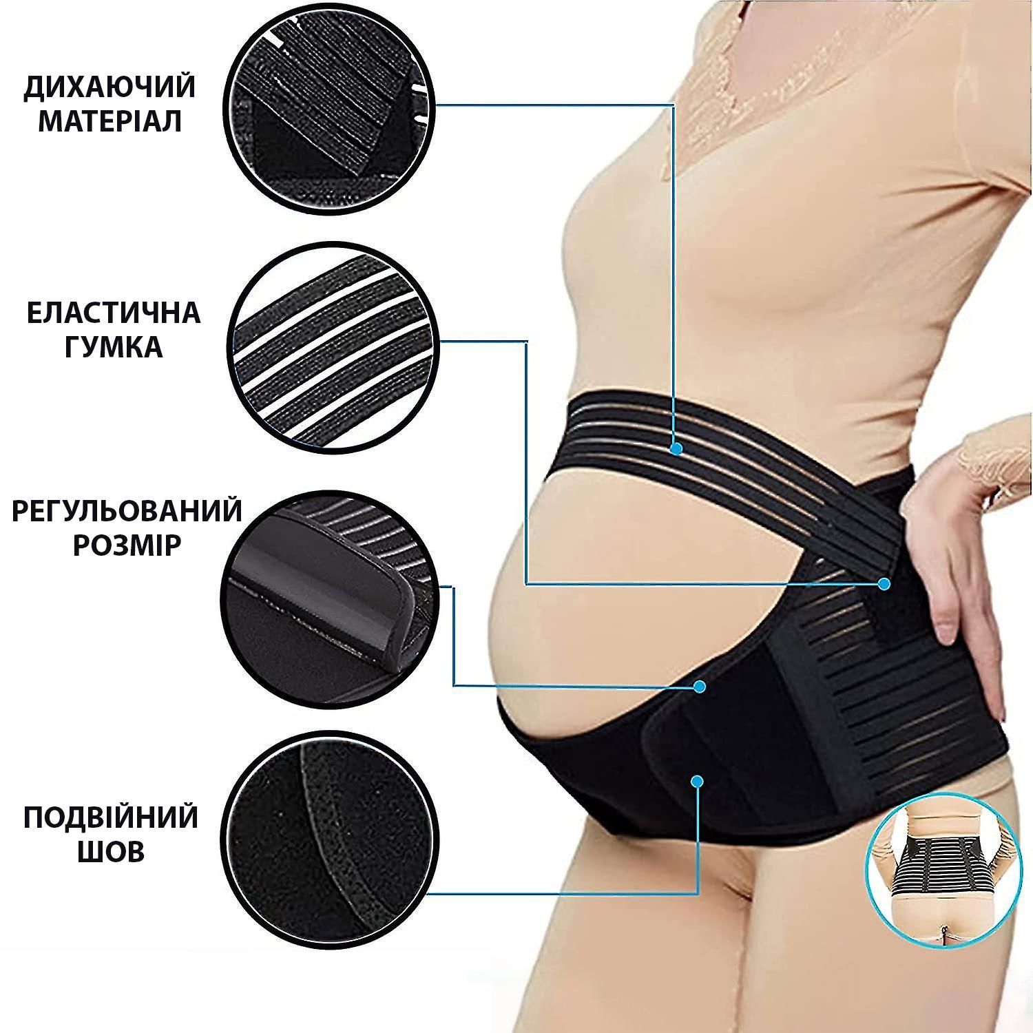 Фото 1 Пояс бандаж для беременных дородовой и послеродовой UFT Bandage XL Black Универсальный регулируемый корсет для поддержки живота Черный