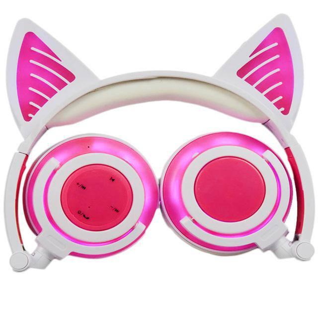 Фото 5 Светящиеся Bluetooth наушники UFT BL107 Pink с ушками в японском стиле