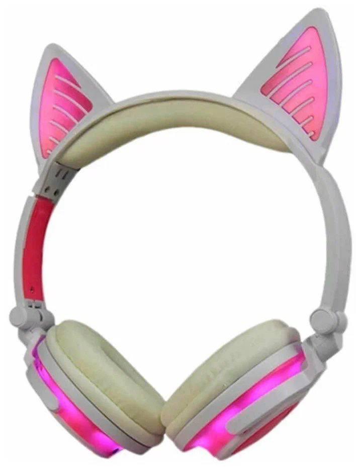 Фото 1 Светящиеся Bluetooth наушники UFT BL107 Pink с ушками в японском стиле