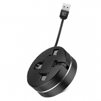 Портативный Телескопический USB кабель 1м 3 в 1 Lightning + Micro USB + Type-C CG SC2
