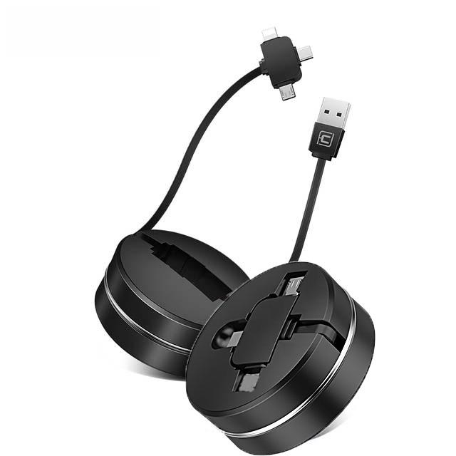 Портативный Телескопический USB кабель 1м 3 в 1 Lightning + Micro USB + Type-C CG SC2