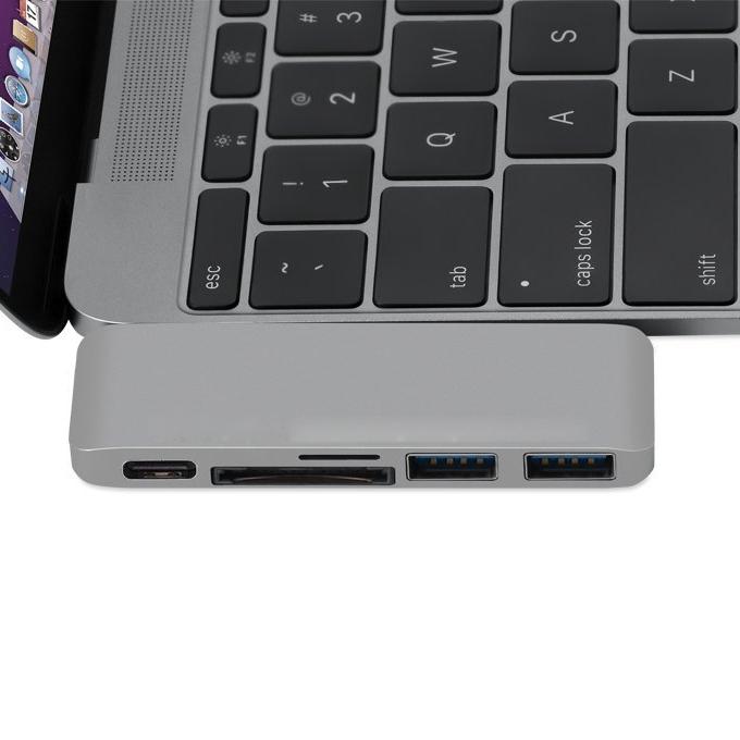USB hub Type-C переходник адаптер 5 в 1 USB 3.0, SD MicroSD UFT HT1 Aluminum