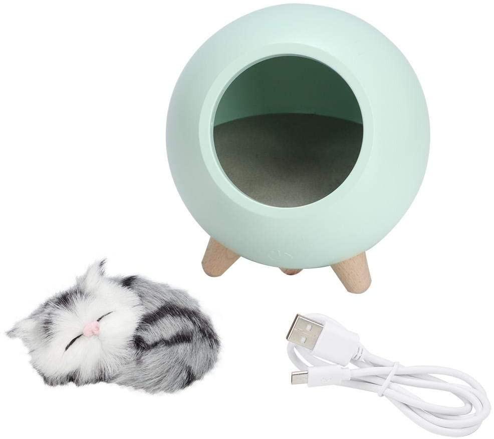 Ночник Спящий кот в домике UFT SCH01 Green с сенсорной кнопкой