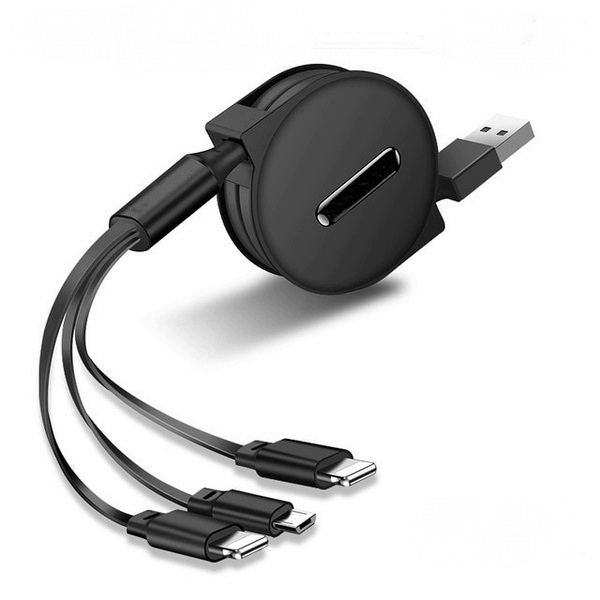 Фото Телескопический USB кабель 3 в 1 Lightning + Micro USB + Type-C 1,2м UFT SC1