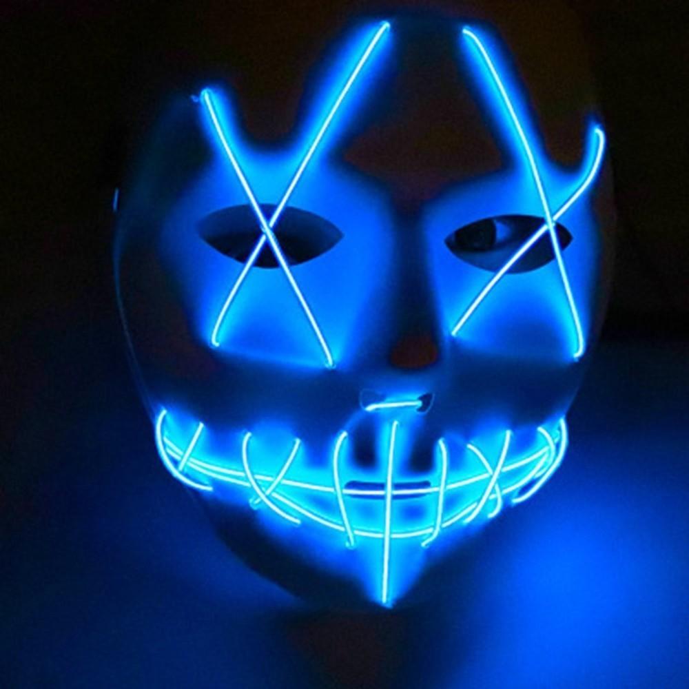 Неоновая Маска для вечеринок с подсветкой LED Mask 1 Blue