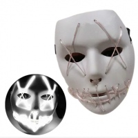 Неоновая Маска для вечеринок с подсветкой LED Mask 1 White