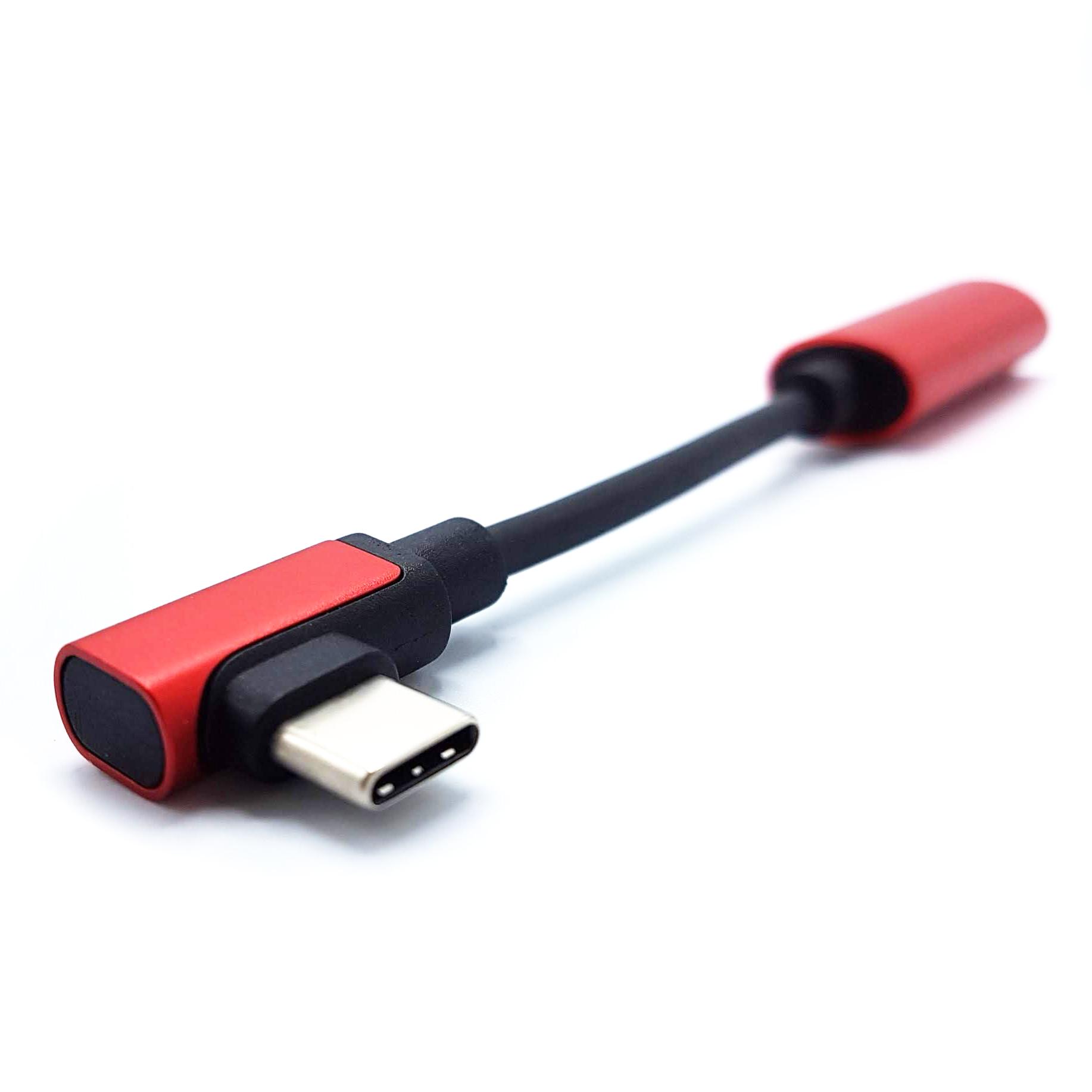 Фото 4 Адаптер Type-C для зарядки телефона и подключения наушников Mini Jack 3.5мм LA002 Red