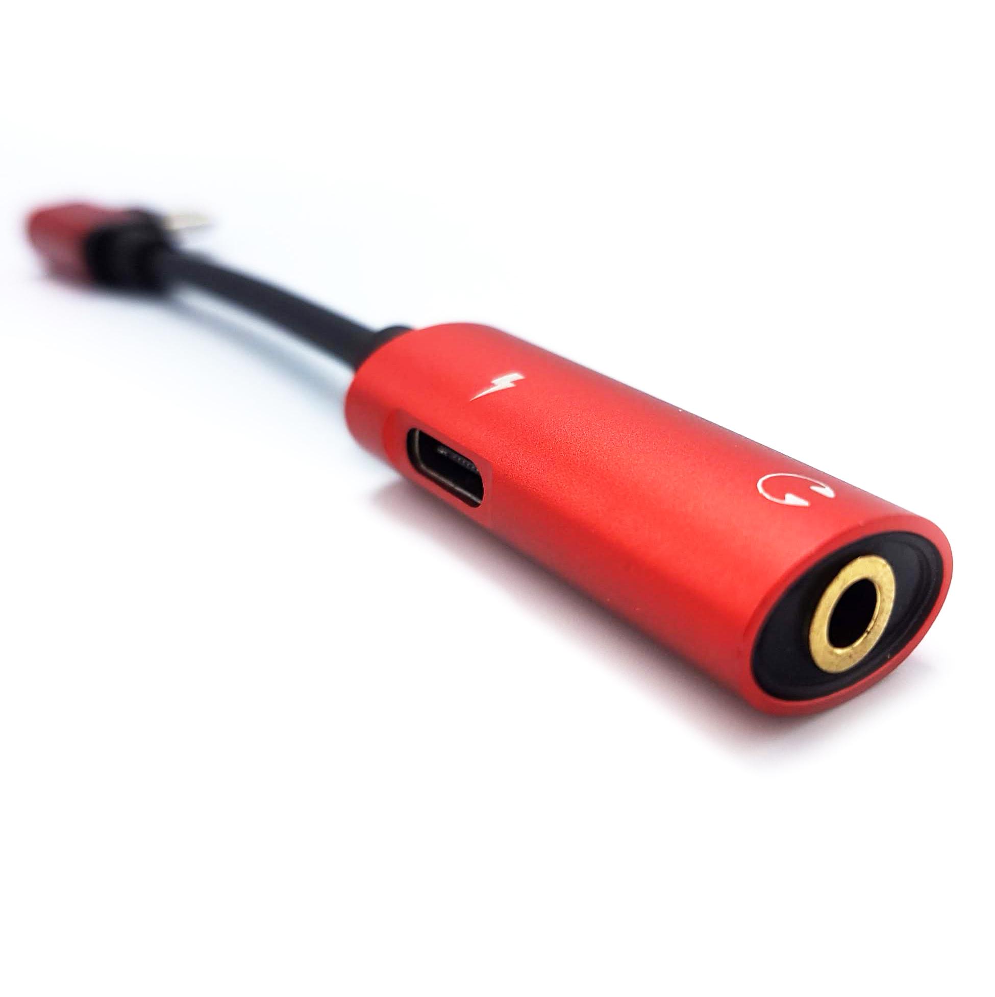 Фото 5 Адаптер Type-C для зарядки телефона и подключения наушников Mini Jack 3.5мм LA002 Red