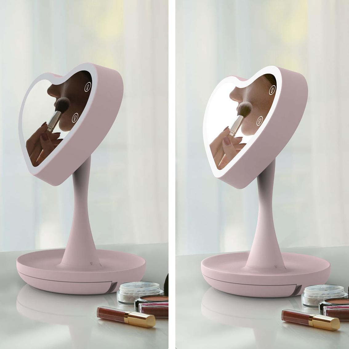 Зеркало с подсветкой Сердце CG Mirroir Heart Pink
