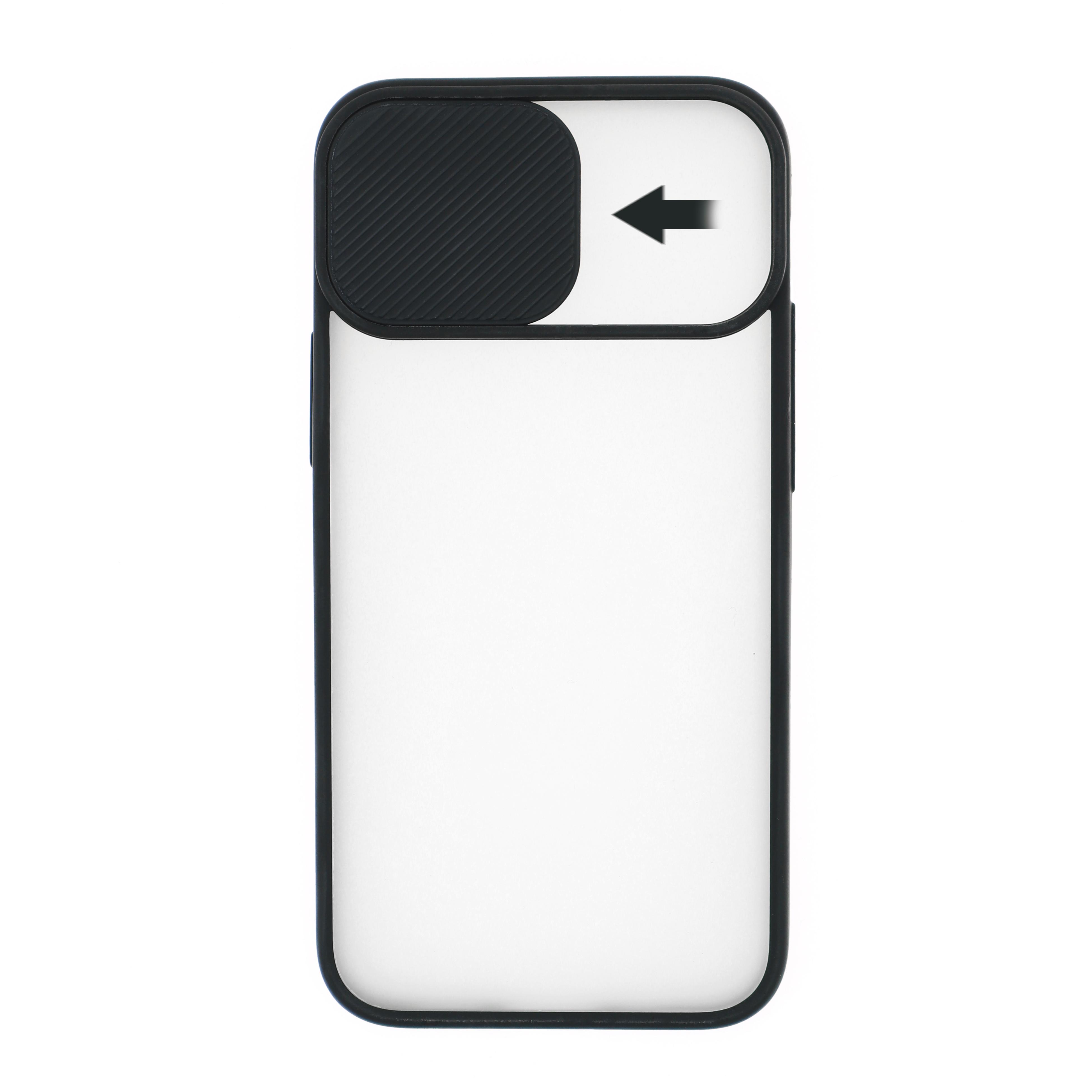 Силиконовый чехол для iPhone 12 со шторкой защищающей камеру CG Black