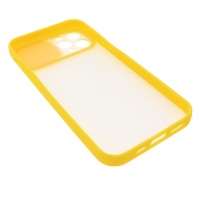 Силиконовый чехол для iPhone 12 со шторкой защищающей камеру CG Yellow