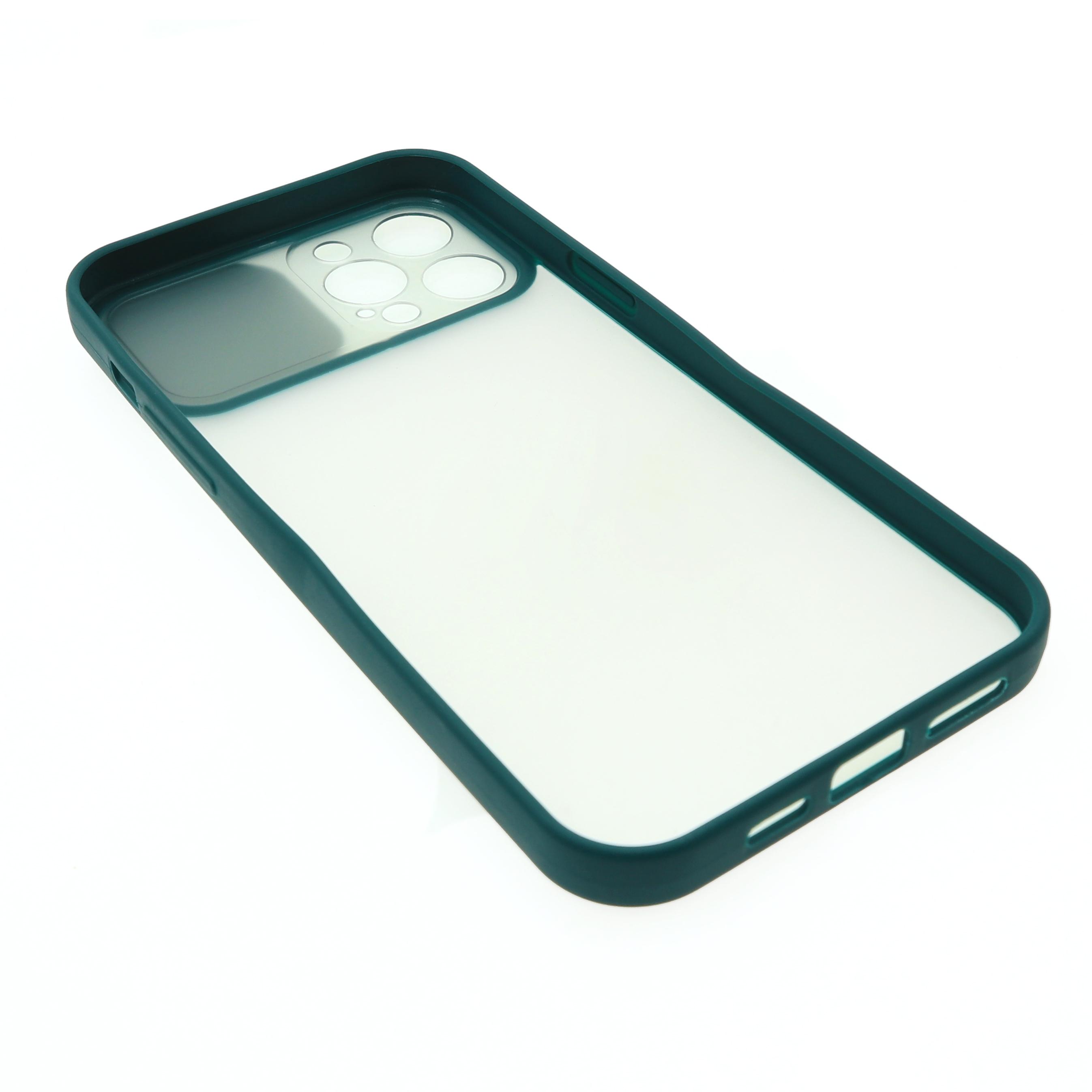 Фото 2 Силиконовый чехол для iPhone 12 Pro Max со шторкой защищающей камеру CG Green