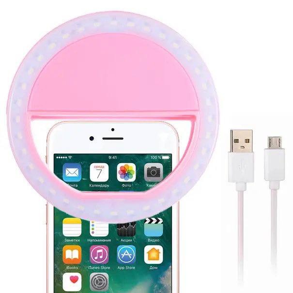 Фото Селфи-кольцо подсветка Selfie ring UFT MP01 Pink на телефон