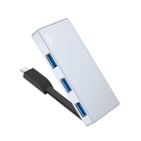 USB адаптер 4 в 1 HUB со встроенным шнуром Type-C VOKAMO HT3