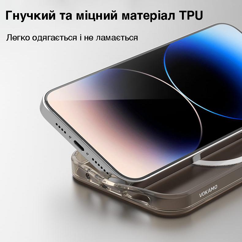 Фото 7 Чехол для iPhone 15 с магнитом MagSafe Vokamo Glacier Черный Матовый