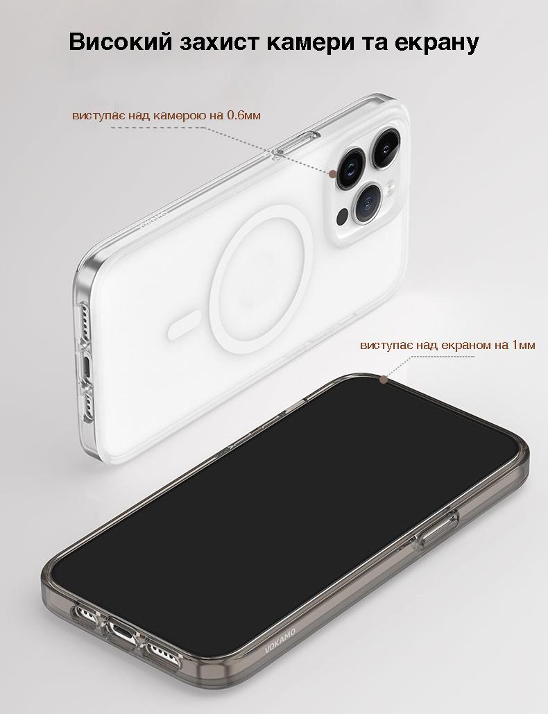Фото 8 Чехол для iPhone 15 Pro Max с магнитом MagSafe Vokamo Glacier Белый Матовый
