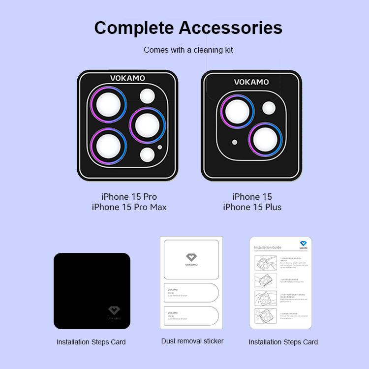 Защитное стекло для камеры антибликовое iPhone 15/15 Plus VOKAMO Alloy AR Lens-Enhancer Colorful