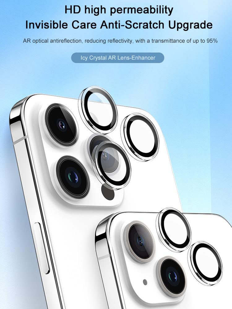 Фото 1 Защитное стекло для камеры антибликовое iPhone 15 Pro/15 Pro Max VOKAMO Icy Crystal AR Lens-Enhancer