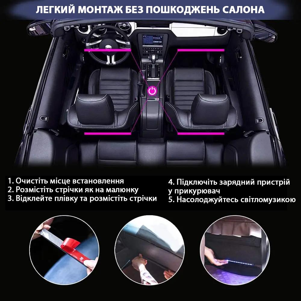 Фото 5 RGB подсветка в салон авто UFT с микрофоном реагирует на музыку с пультом в прикуриватель (UFTLS4)