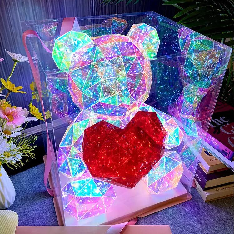 Фото 1 Ночник светодиодный Мишка с красным сердцем в подарочной коробке 30см UFT LP1 Bear (UFTLP1bear)