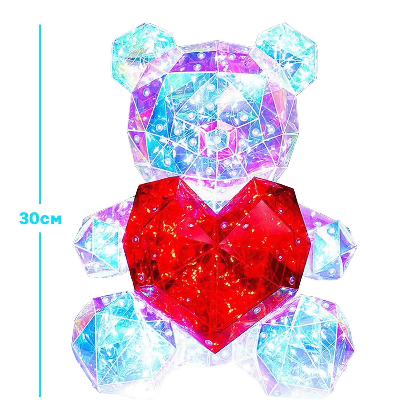 Ночник светодиодный Мишка с красным сердцем в подарочной коробке 30см UFT LP1 Bear (UFTLP1bear)