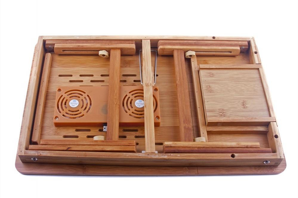 Столик подставка бамбуковый для ноутбука с активным охлаждением CG T26