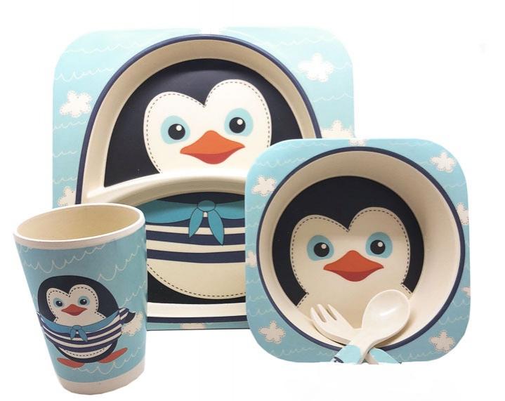 Фото 2 Детская бамбуковая посуда UFT BP5 Пингвинчик набор из 5 предметов