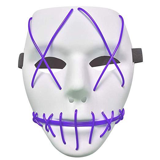 Неоновая Маска для вечеринок с подсветкой LED Mask 1 Violet