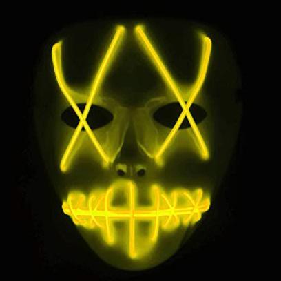 Неоновая Маска с подсветкой для вечеринок LED Mask 1 Yellow