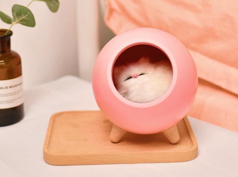 Фото 4 Ночник Спящий кот в домике с сенсорной кнопкой CG SCH01 Pink