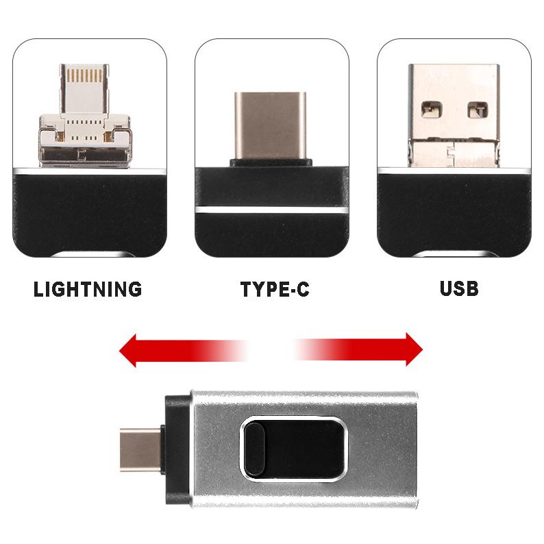 Флеш накопитель 64Gb USB Type A + Type C + Lightning CG FD64